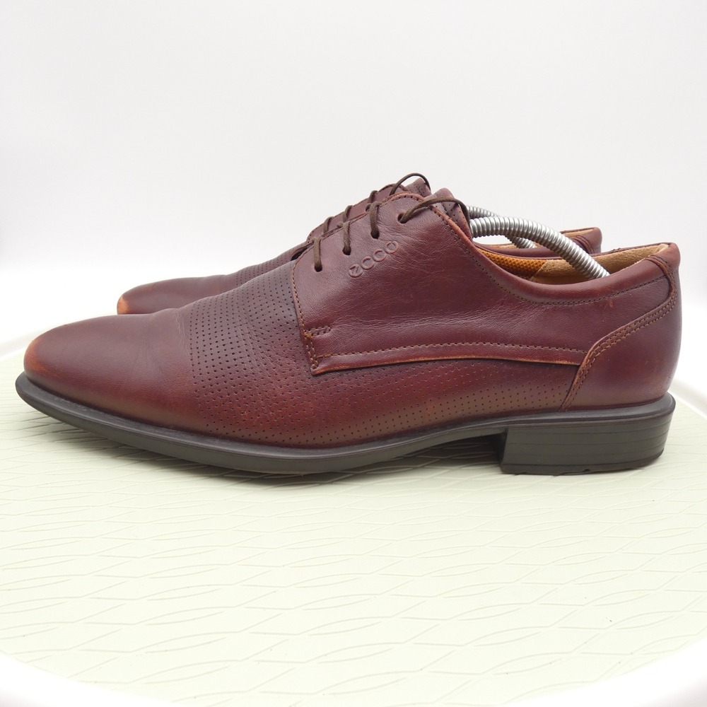 Ecco Cairo Perforation Tie Mens US 11-11.5 Dress Shoes Brown Leather Oxford